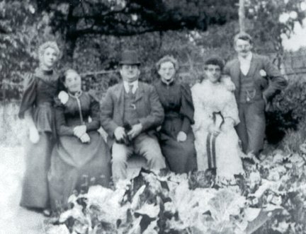 Jennie (2nd on right)</br>with husband and his family in 1894